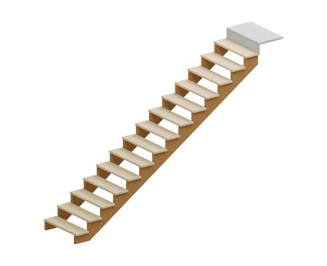 Stair Stringer Calculator in 3D with measured dimensions