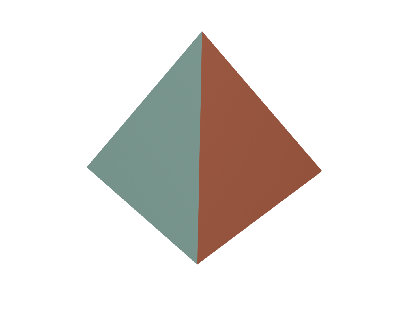 A regular tetrahedron with four equilateral triangular faces